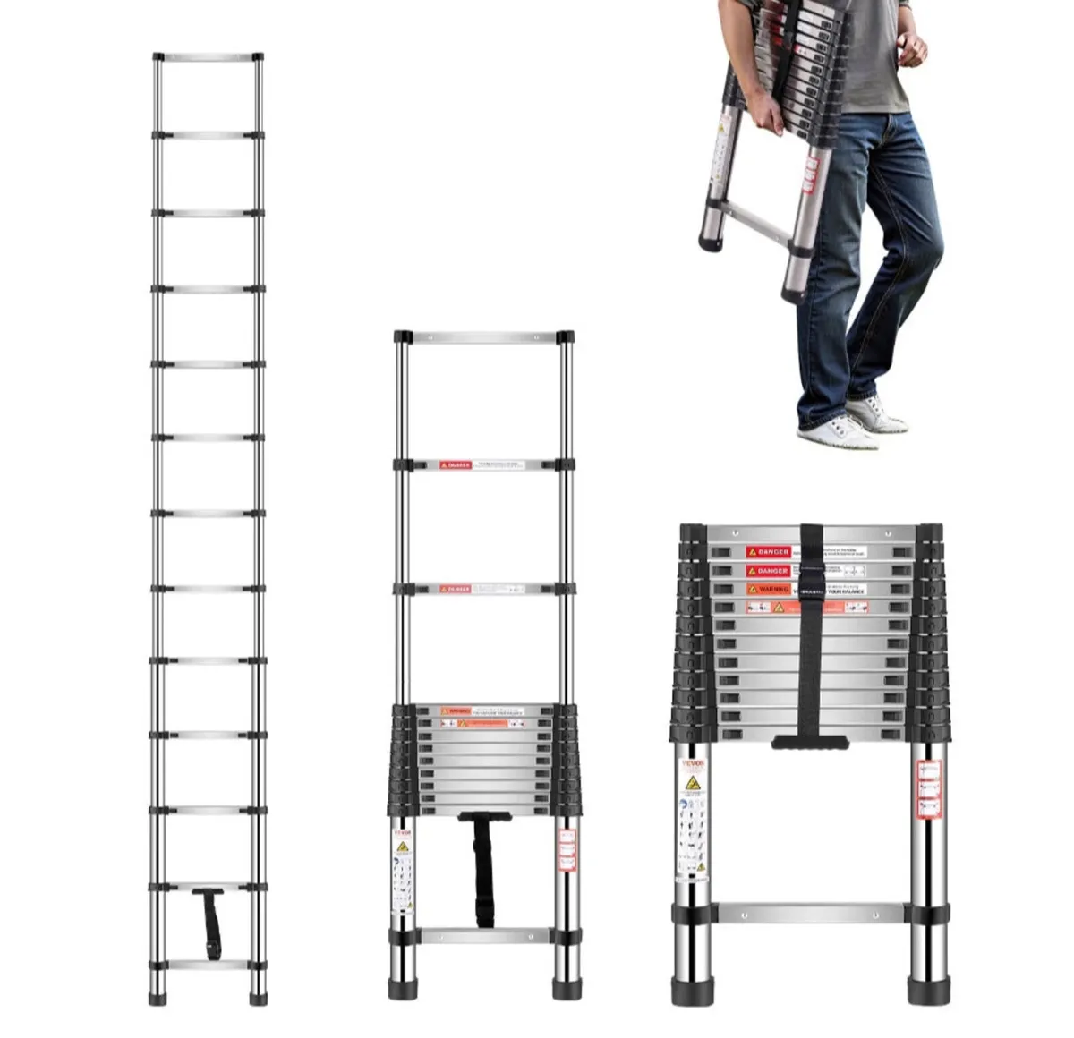 3.75 Metre Telescopic Ladder 12.25ft Aluminium - Image 1