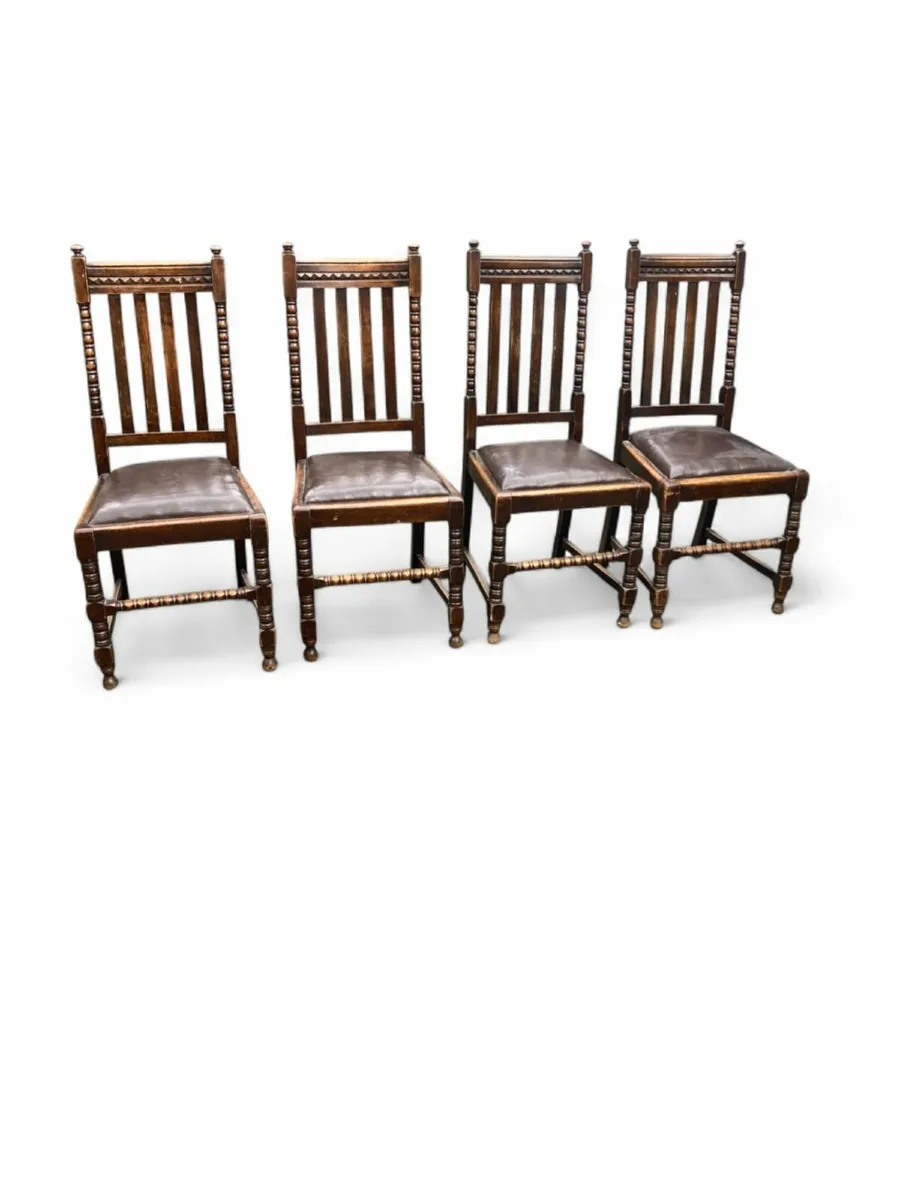 Antique Chairs x 4  - Oak - Image 2