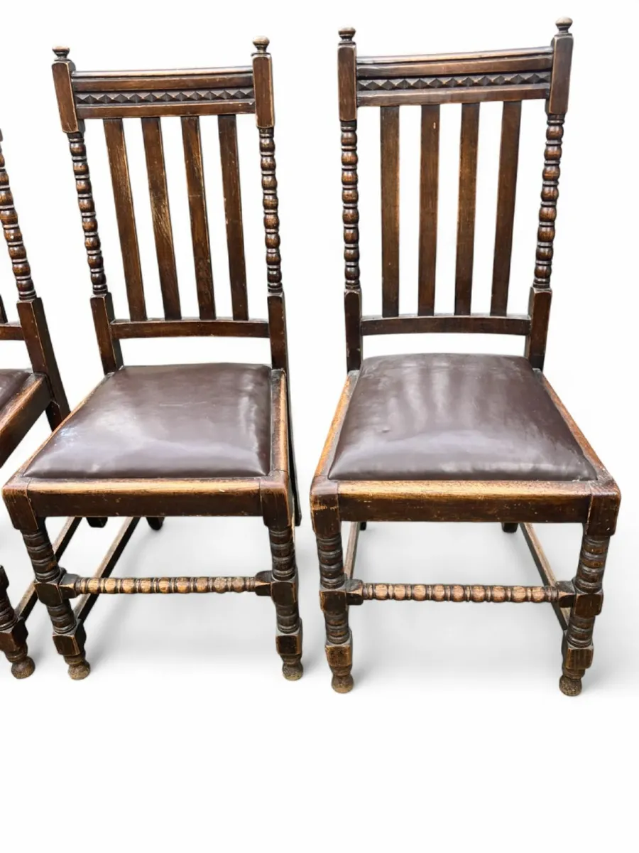Antique Chairs x 4  - Oak - Image 3