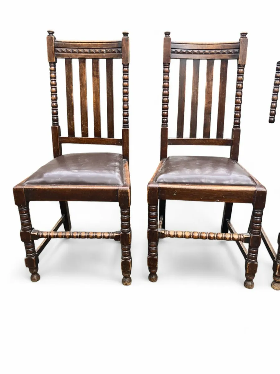 Antique Chairs x 4  - Oak - Image 4