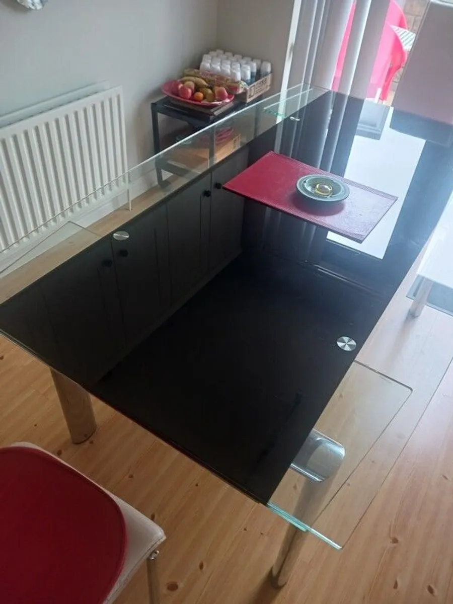 dining table black glass extendable - Image 2