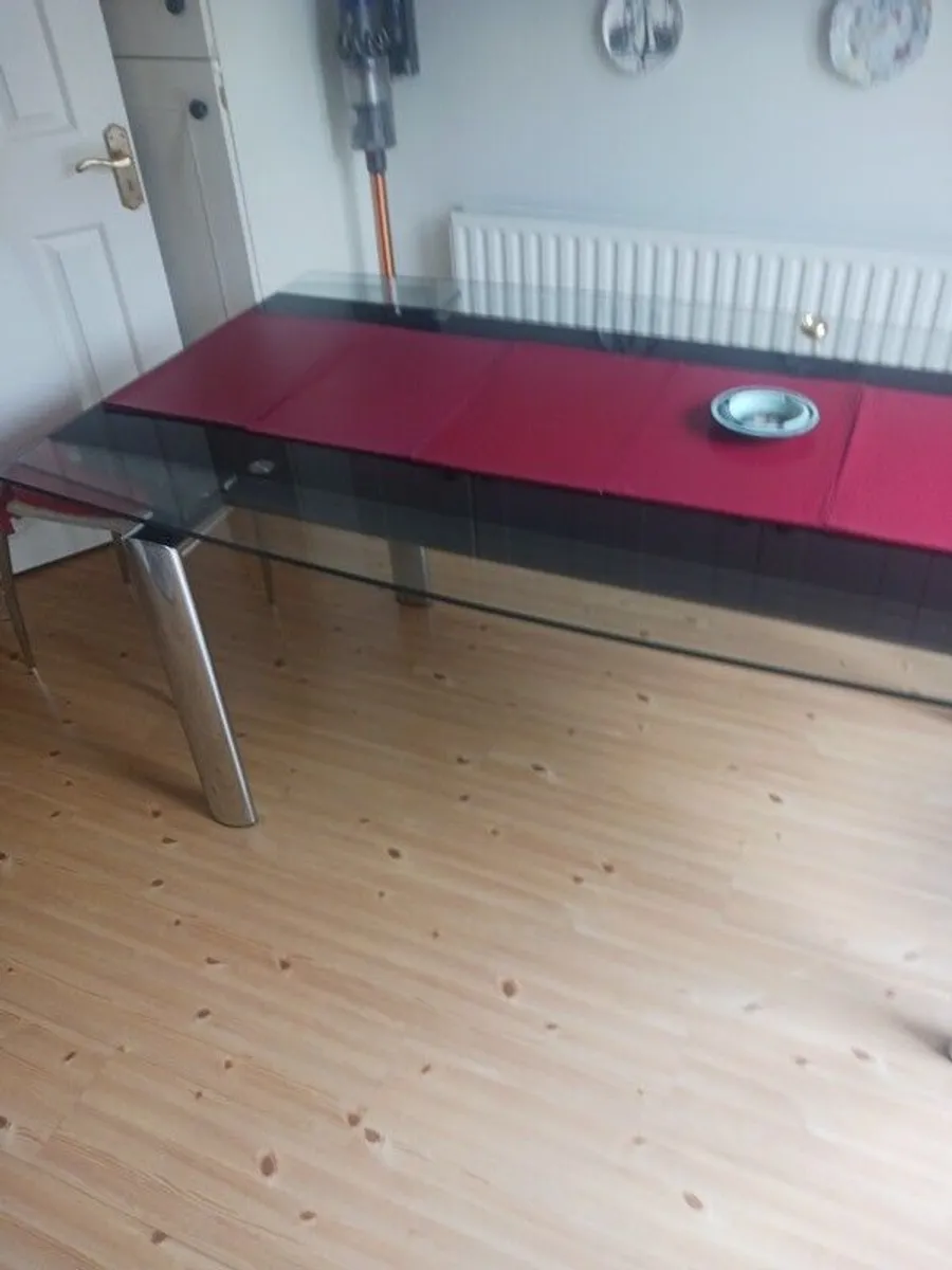 dining table black glass extendable - Image 3