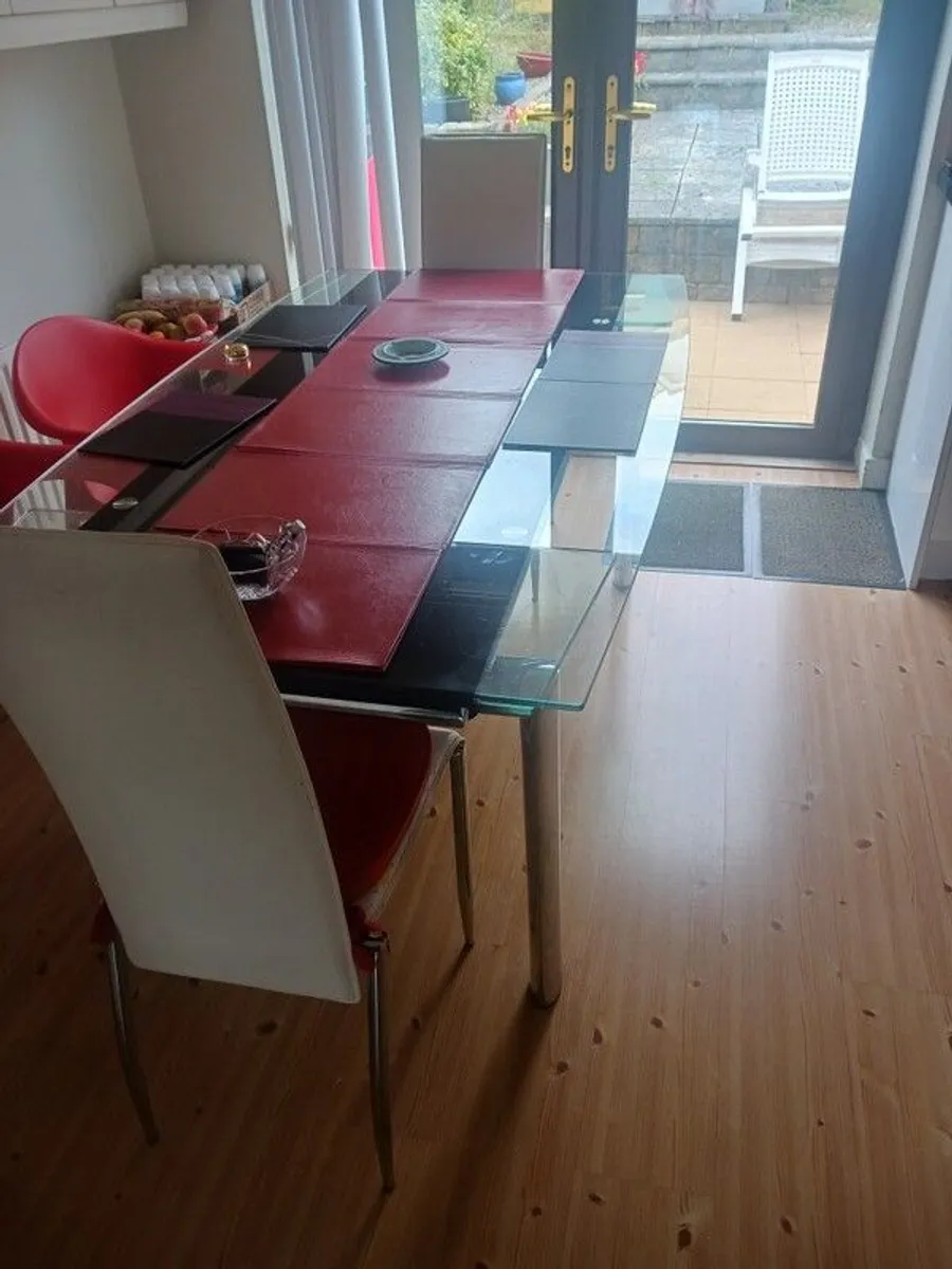dining table black glass extendable - Image 4