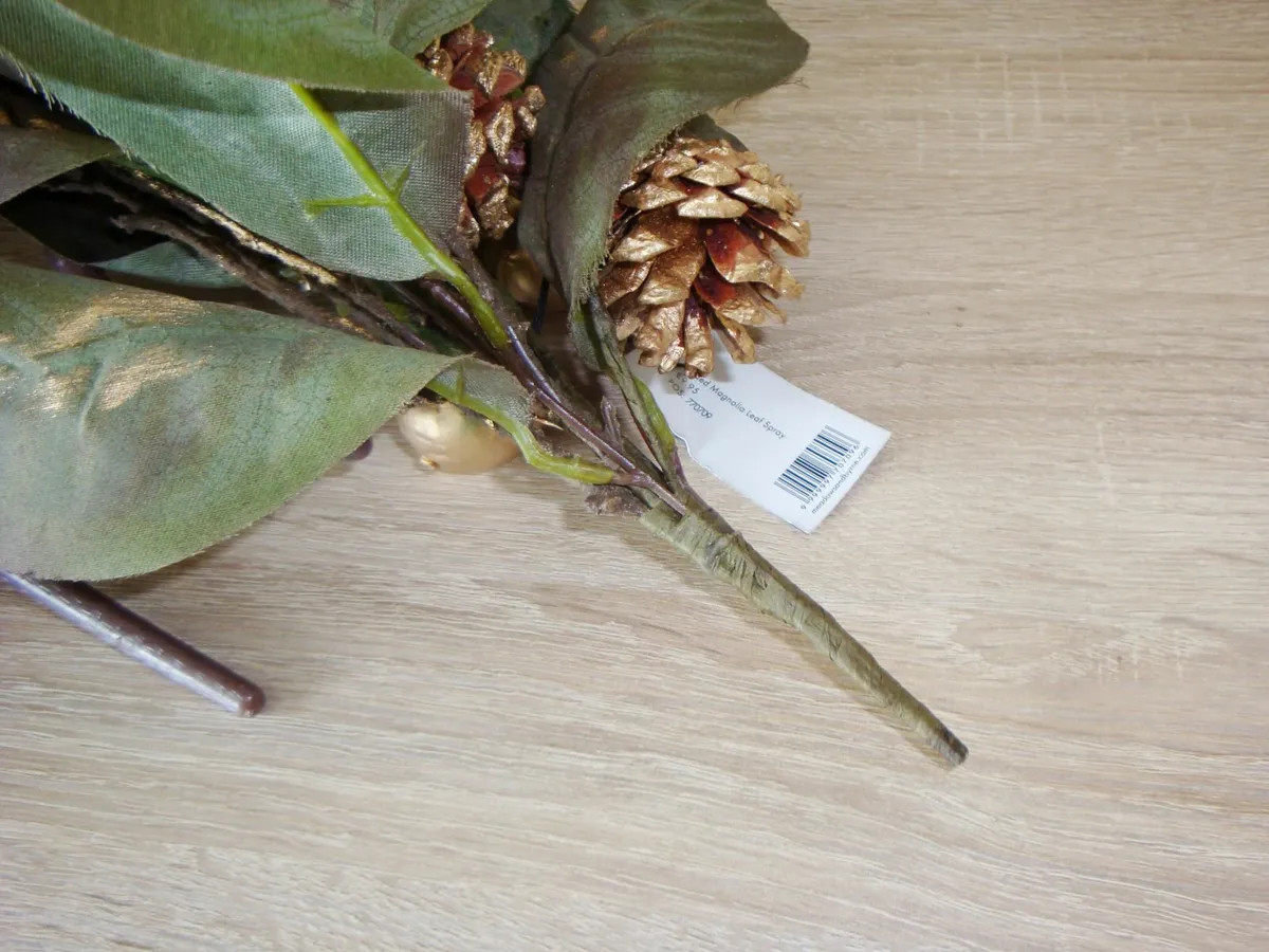 FOUR gilded magnolia leaf spray pick - Image 2