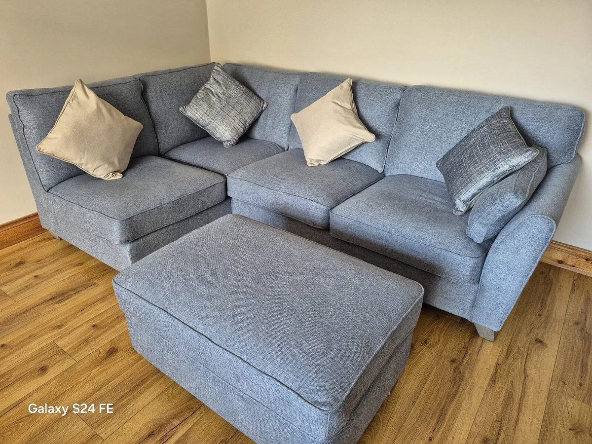Corner Couch, Matching Two Seater & Pouffe - Image 1