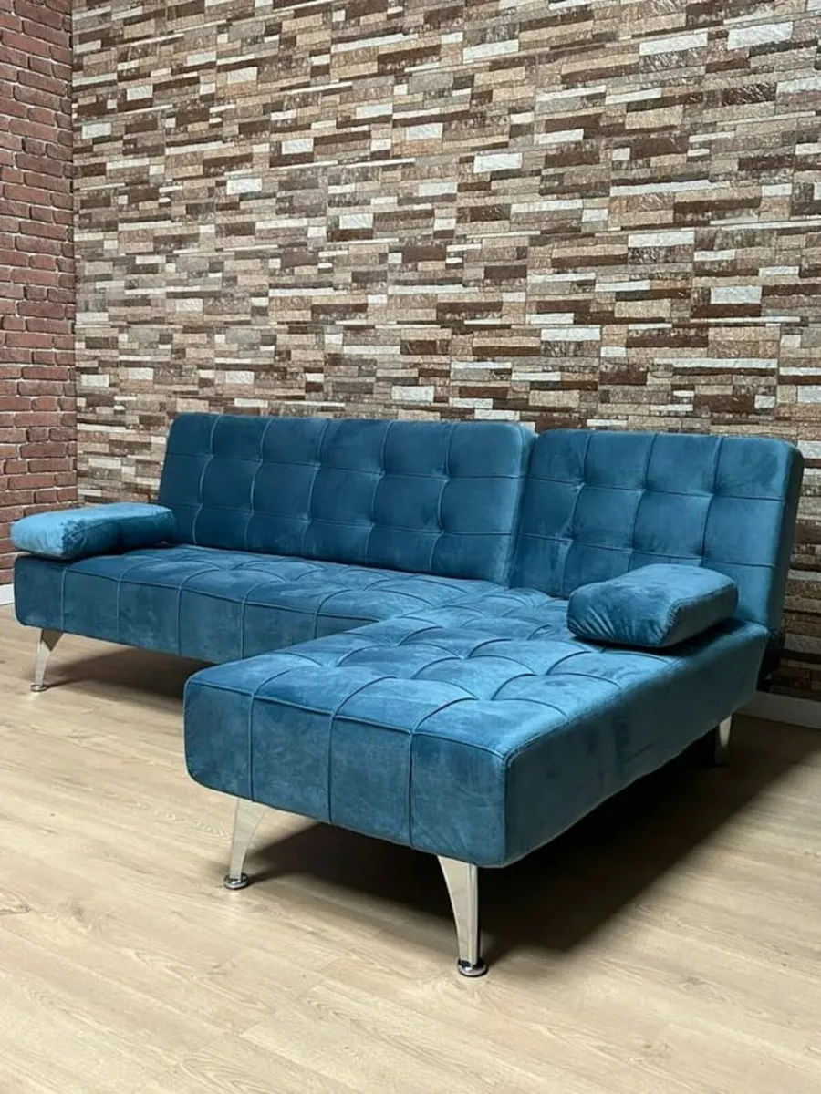 Blue L-Shaped Sofa Bed – Relax by Day, Sleep Well - Image 1