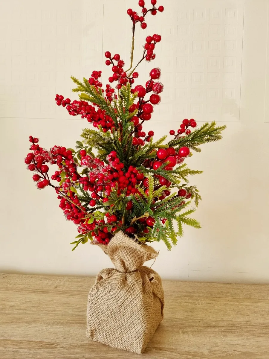 Fern and berry table top red tree H60cm Meadows an - Image 1