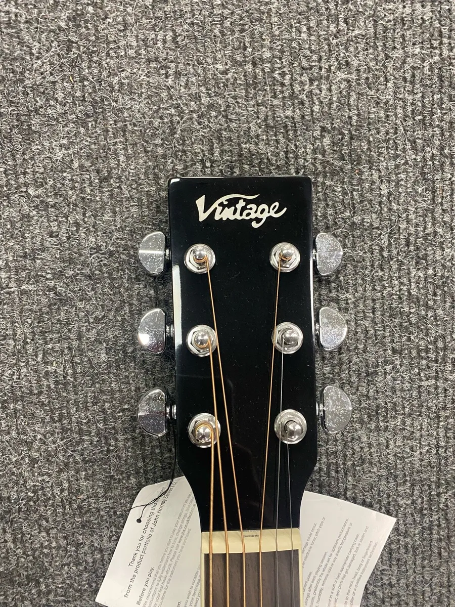 Vintage V300 Black Acoustic Guitar - Image 4