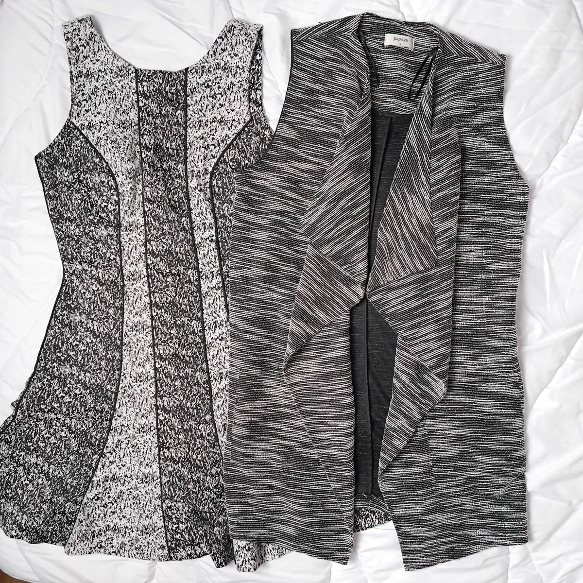 Bundle 2 Items Black White Mini Dress Cardigan 8UK - Image 1