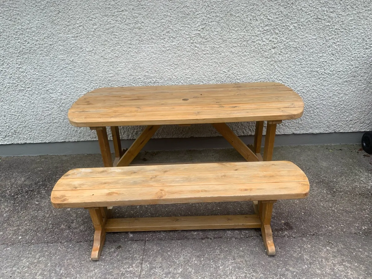 Garden table and bench - Image 1