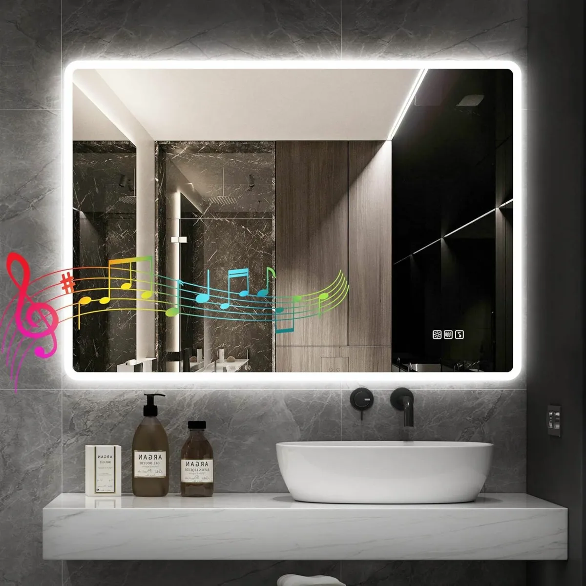 600x800 mm Bathroom Bluetooth Mirror - Image 1