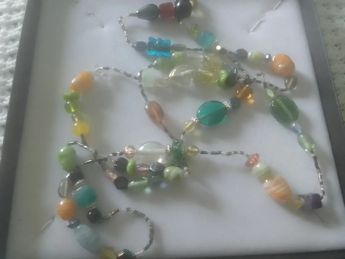 VINTAGE 70'S MULTICOLOURED GEMSTONES NECKLACE 40" - Image 4