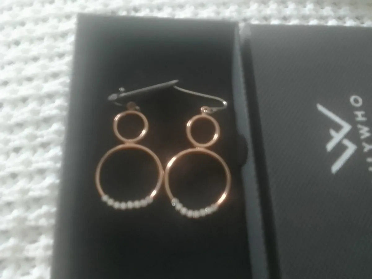STERLING SILVER ROSE GOLD SIM DIAMOND EARRINGS - Image 3