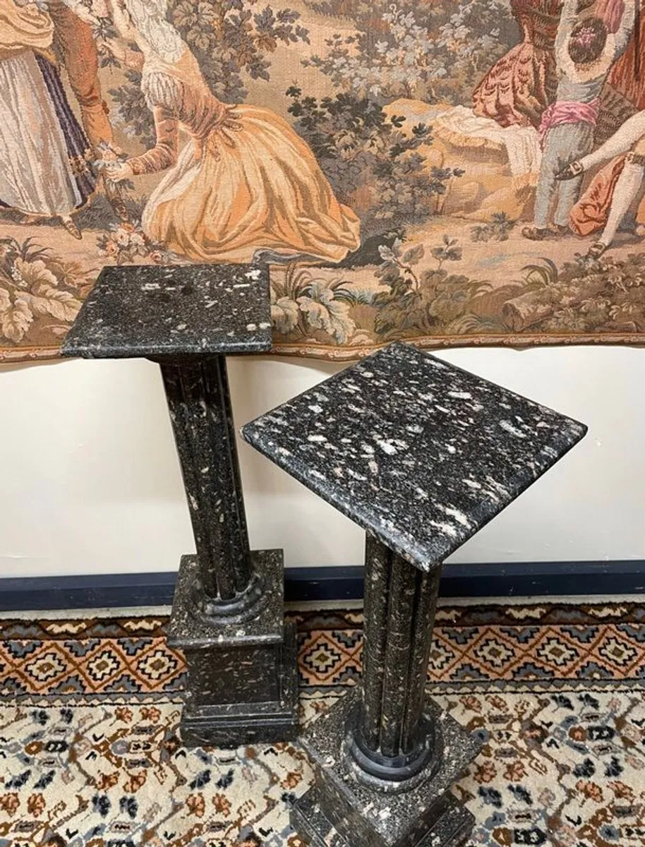 FLASH SALE! Was 495 Now 420 !! Pair of Black Marble Pedestals / Columns - Image 2