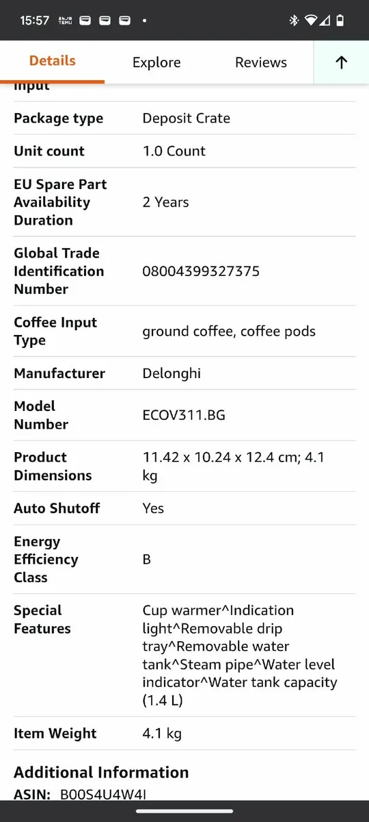 De Longhi Espresso machine - Image 4