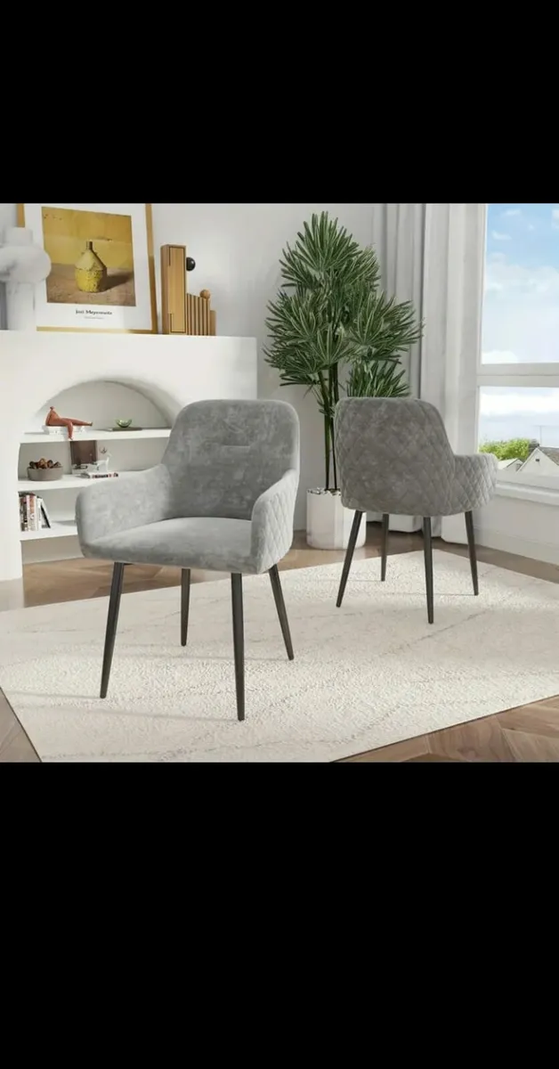 Dining chairs/ Set of 2 Velvet grey colour - Image 1