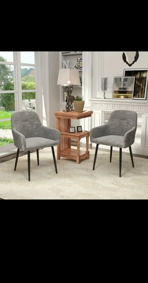 Dining chairs/ Set of 2 Velvet grey colour - Image 2
