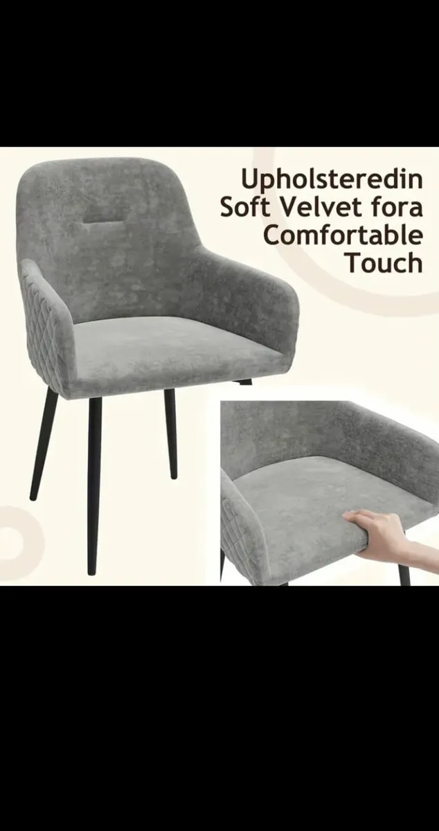 Dining chairs/ Set of 2 Velvet grey colour - Image 3
