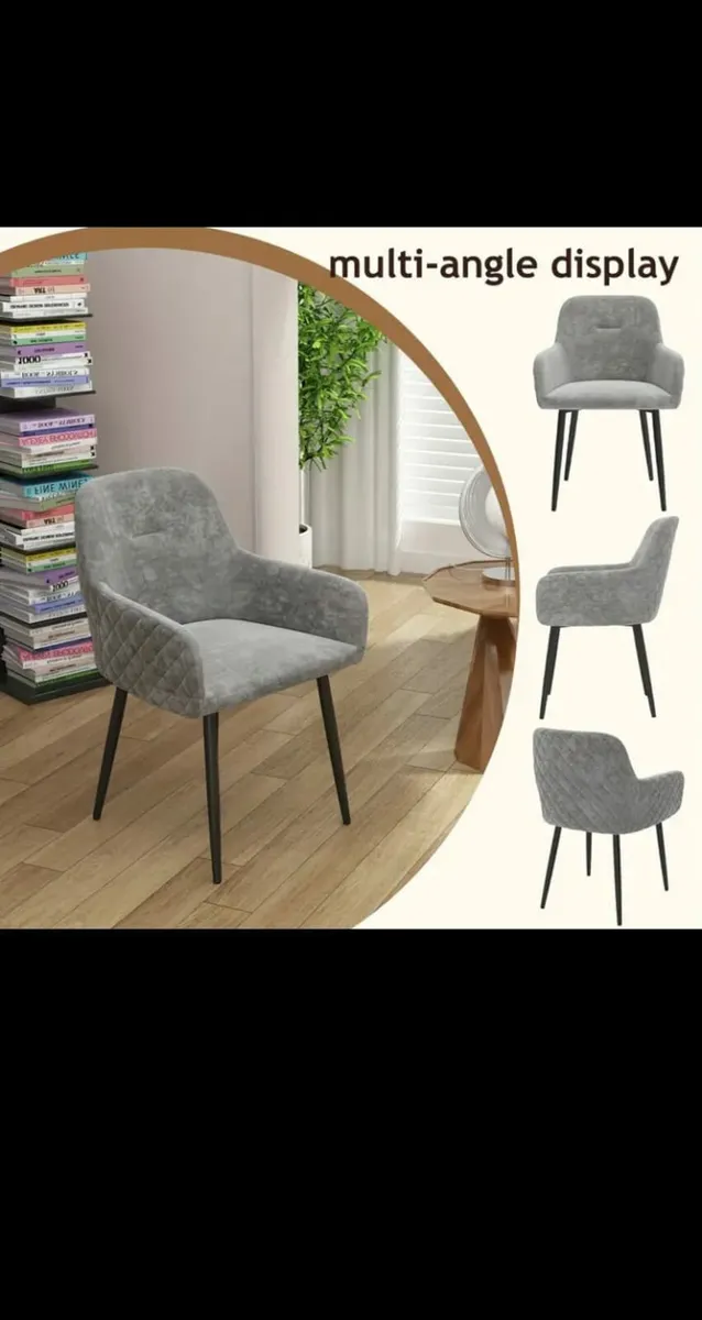 Dining chairs/ Set of 2 Velvet grey colour - Image 4