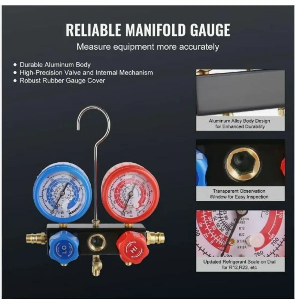 1/5 HP 3.5 CFM AC Vacuum Pump and Gauge Set - Image 4