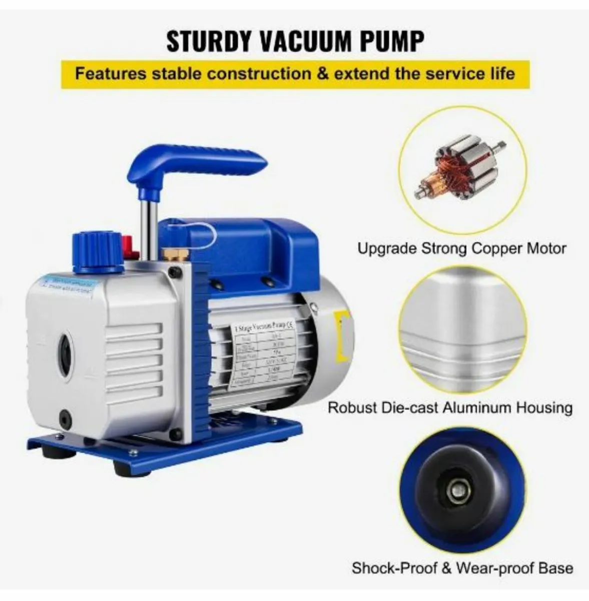 3CFM 1/4HP Refrigerant Rotary Vane - Image 2