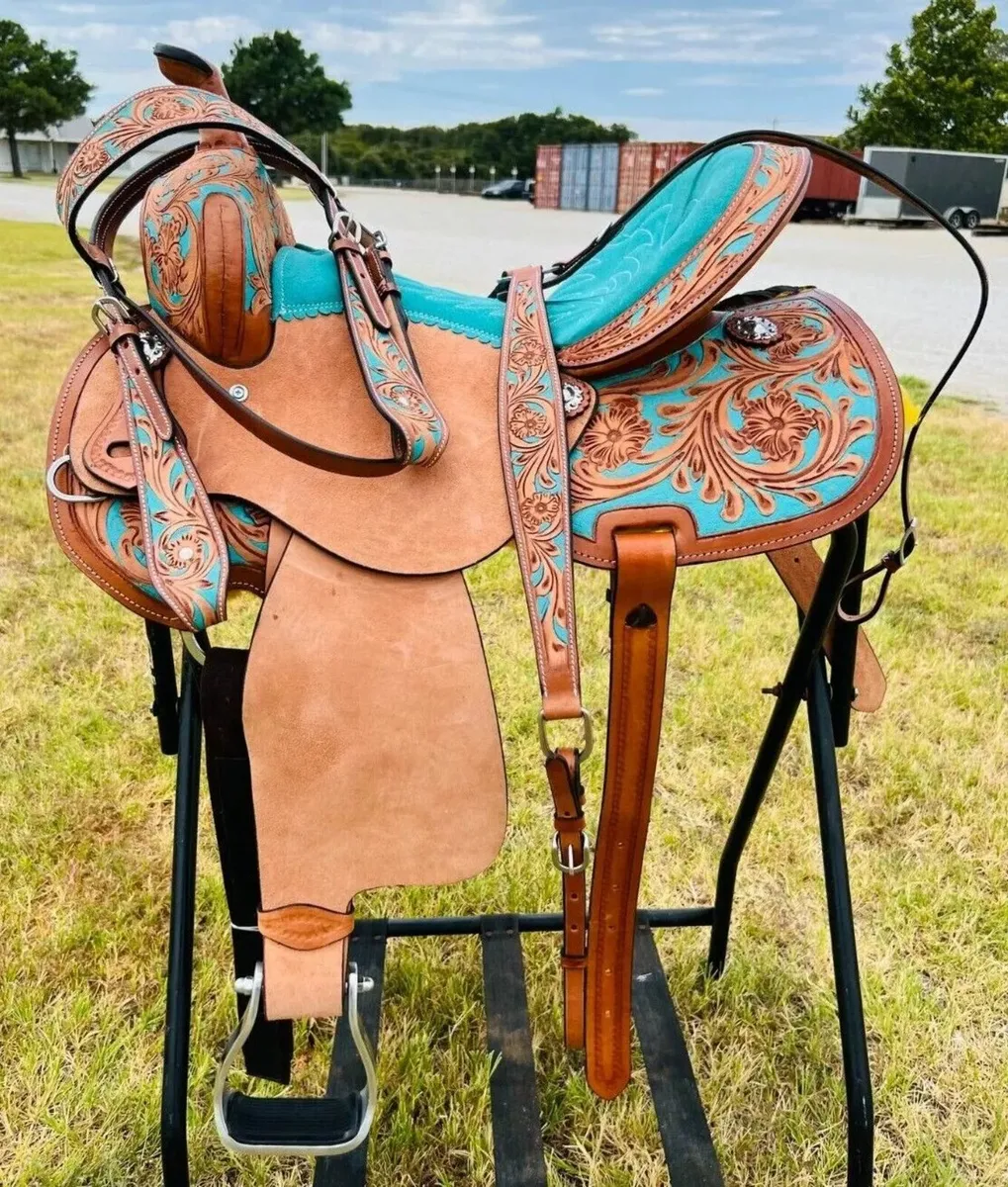 Kids Adults Western Horse Barrel Saddle Floral Dec - Image 1