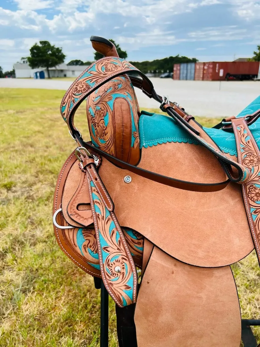 Kids Adults Western Horse Barrel Saddle Floral Dec - Image 2
