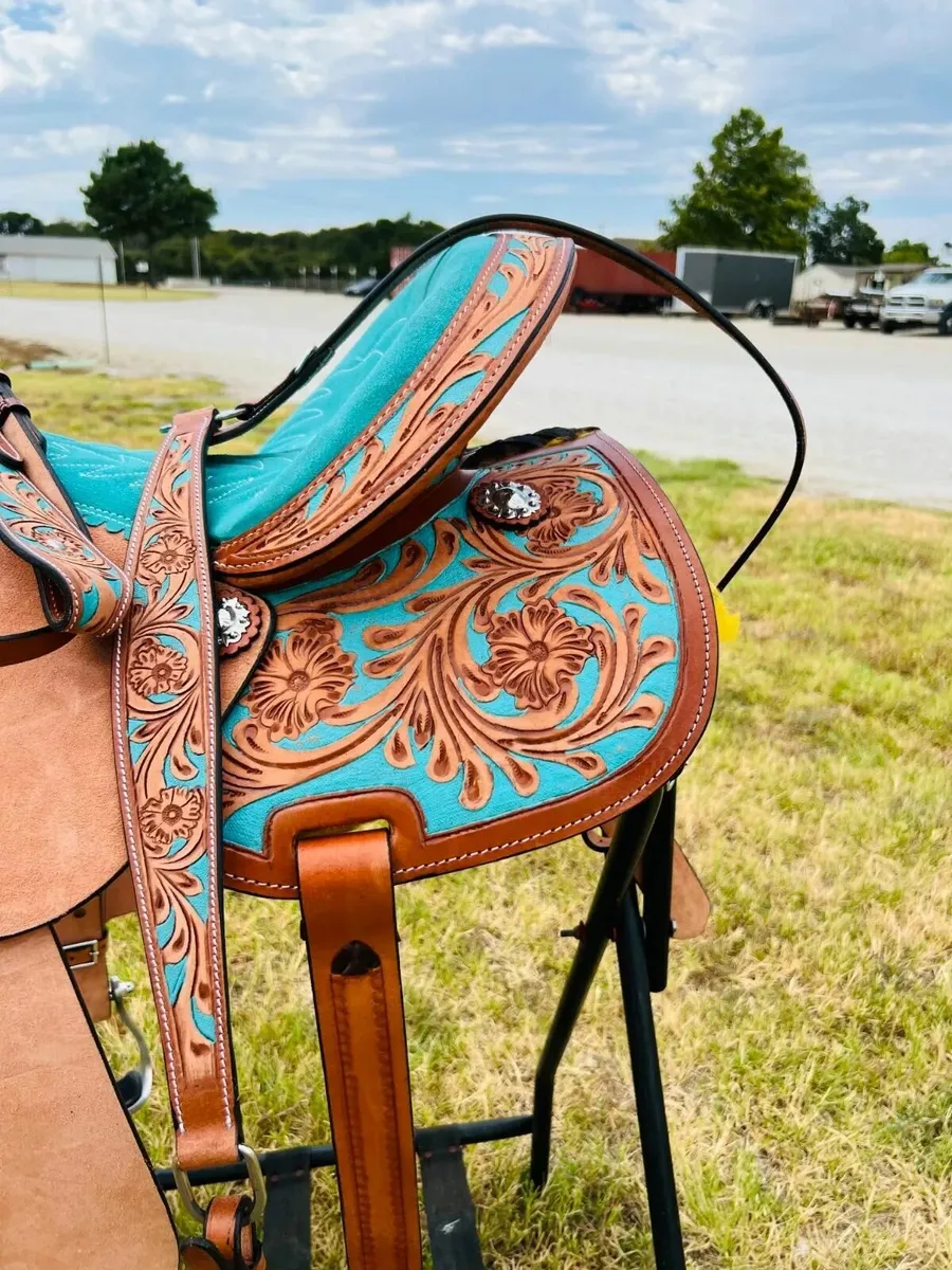 Kids Adults Western Horse Barrel Saddle Floral Dec - Image 3