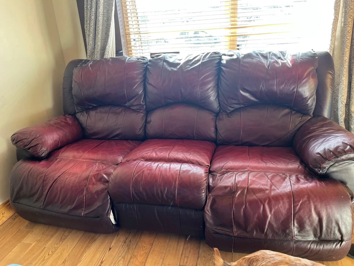 Leather 3 seat sofa - Image 1