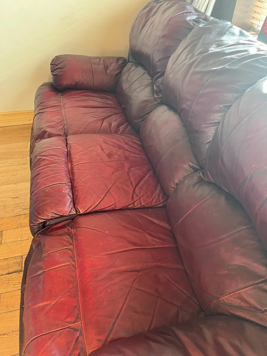 Leather 3 seat sofa - Image 3