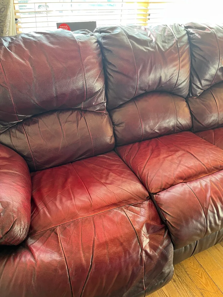 Leather 3 seat sofa - Image 4