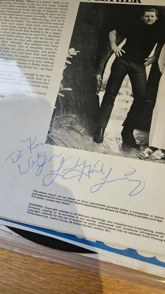 Vinyl Jerry Lee Lewis & Linda Lewis - signed - Image 3