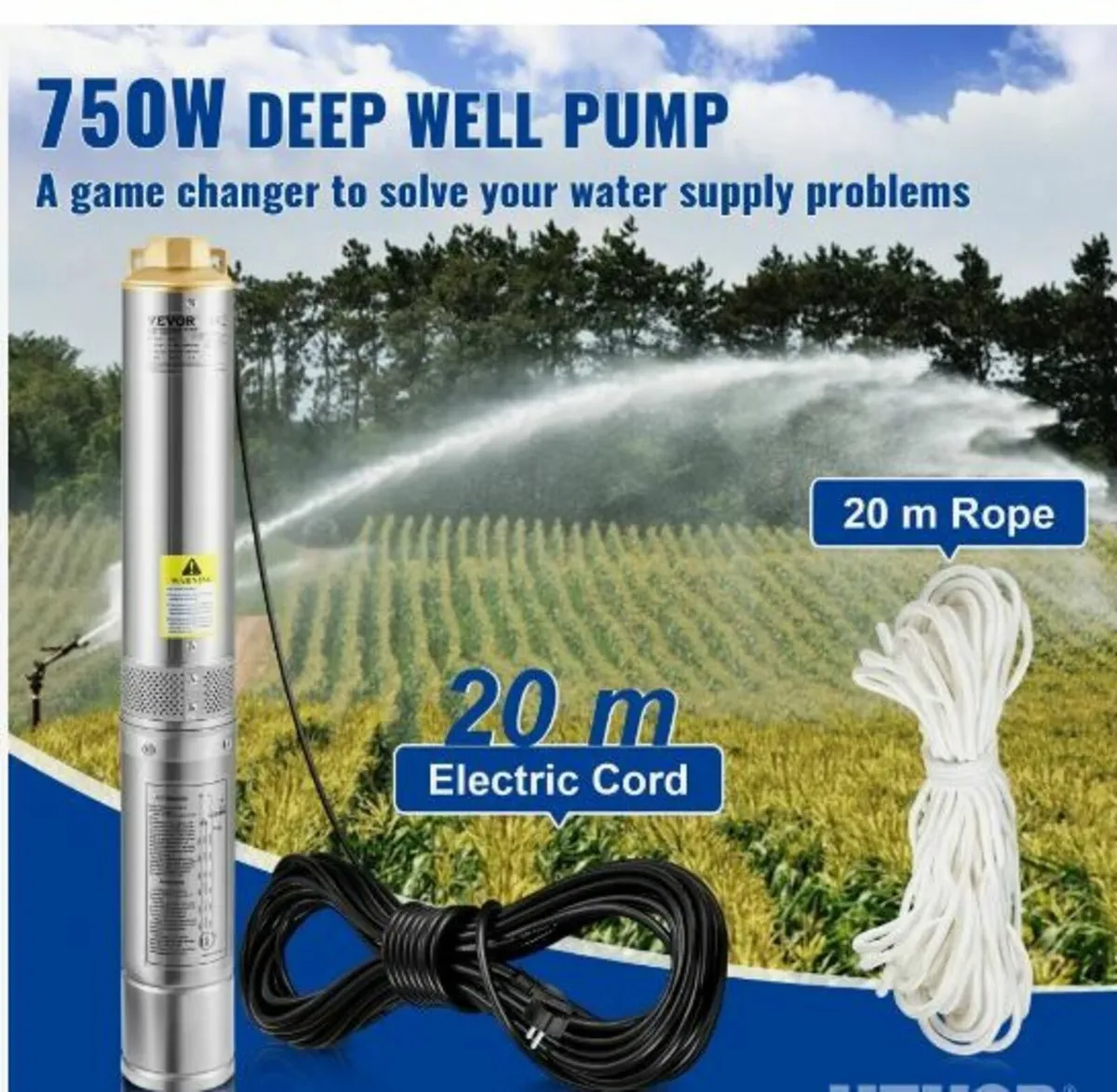 Deep Well Submersible Pump, 750W - Image 3