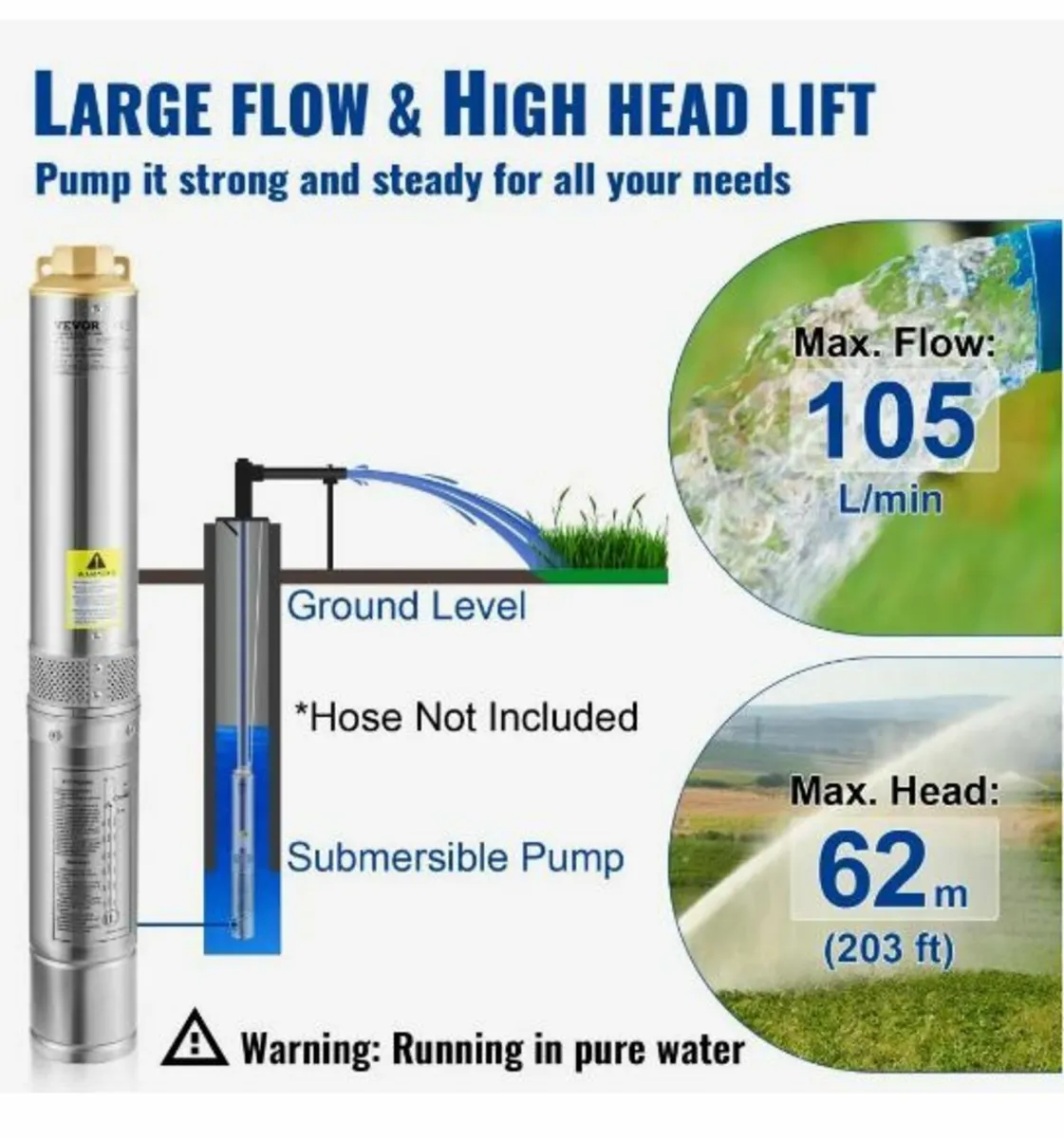 Deep Well Submersible Pump, 750W - Image 4