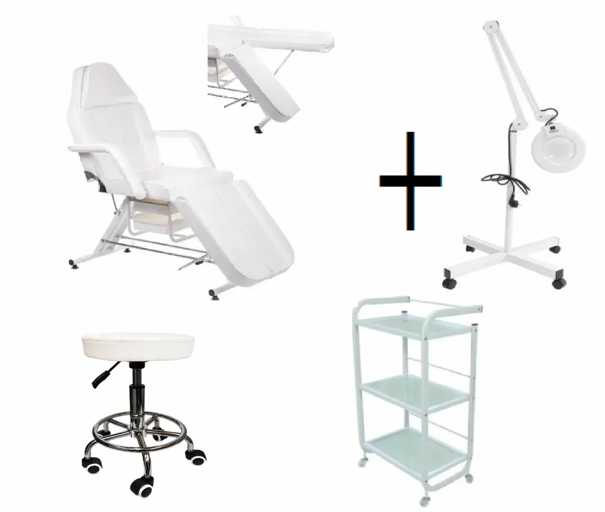 Beauty Bed With Drawers trolley shelf and stool - Image 3