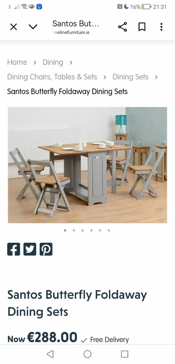 Foldaway Extending Dining table & 4 chairs - Image 1