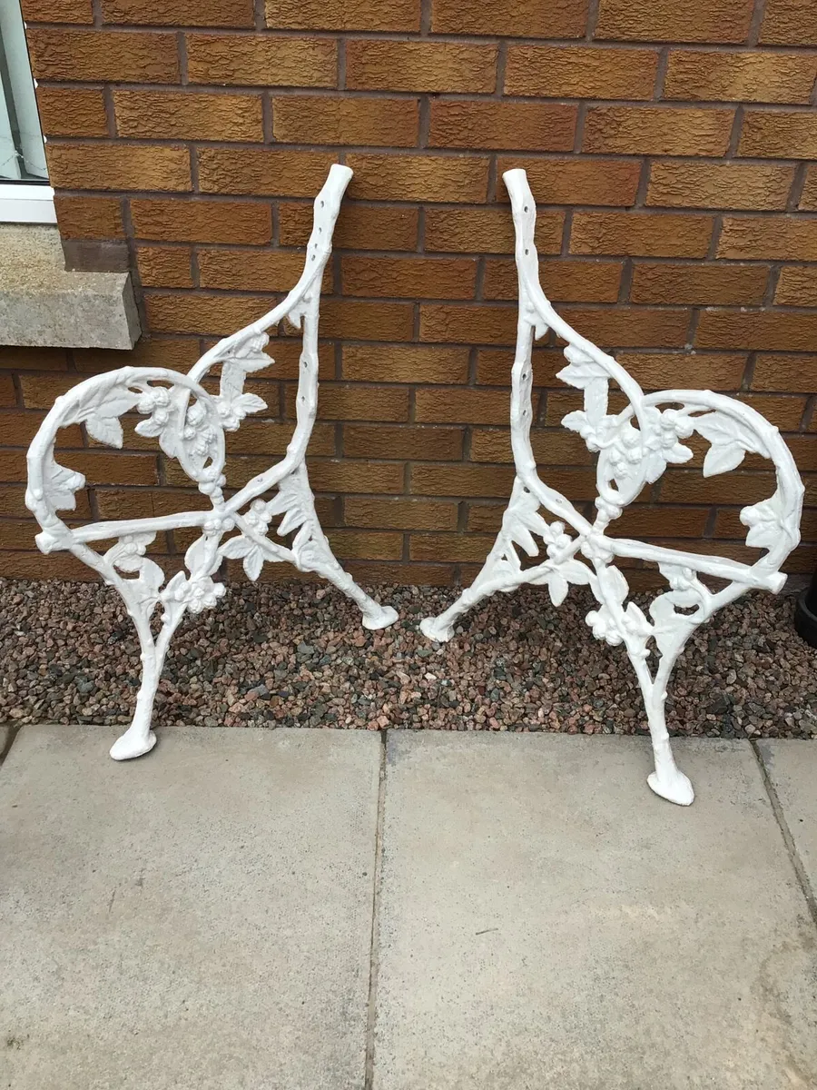 Vintage Cast Iron Bench Ends - Image 2