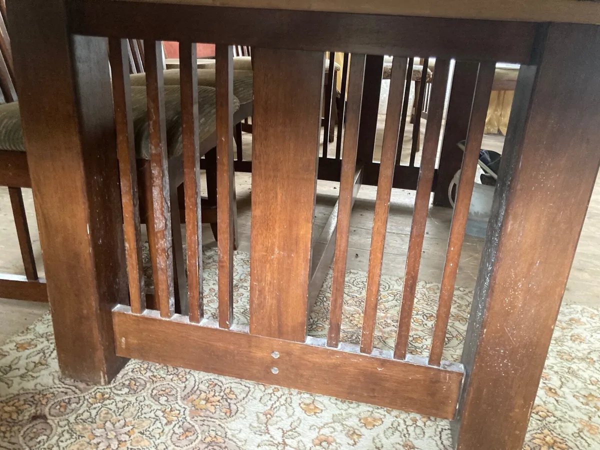Hardwood table with polished plate glass - Image 2