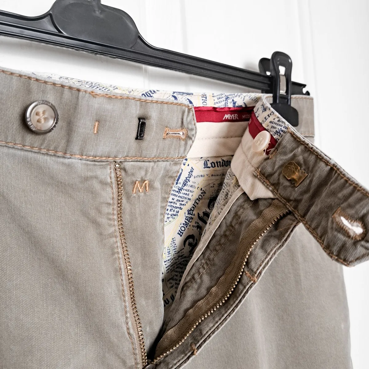 Meyer Tan Khaki Chicago Modern Trousers Mens 34x32 - Image 2