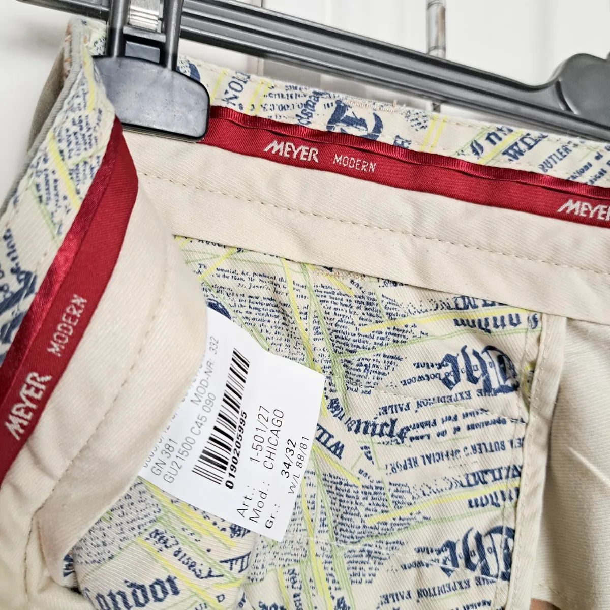 Meyer Tan Khaki Chicago Modern Trousers Mens 34x32 - Image 3