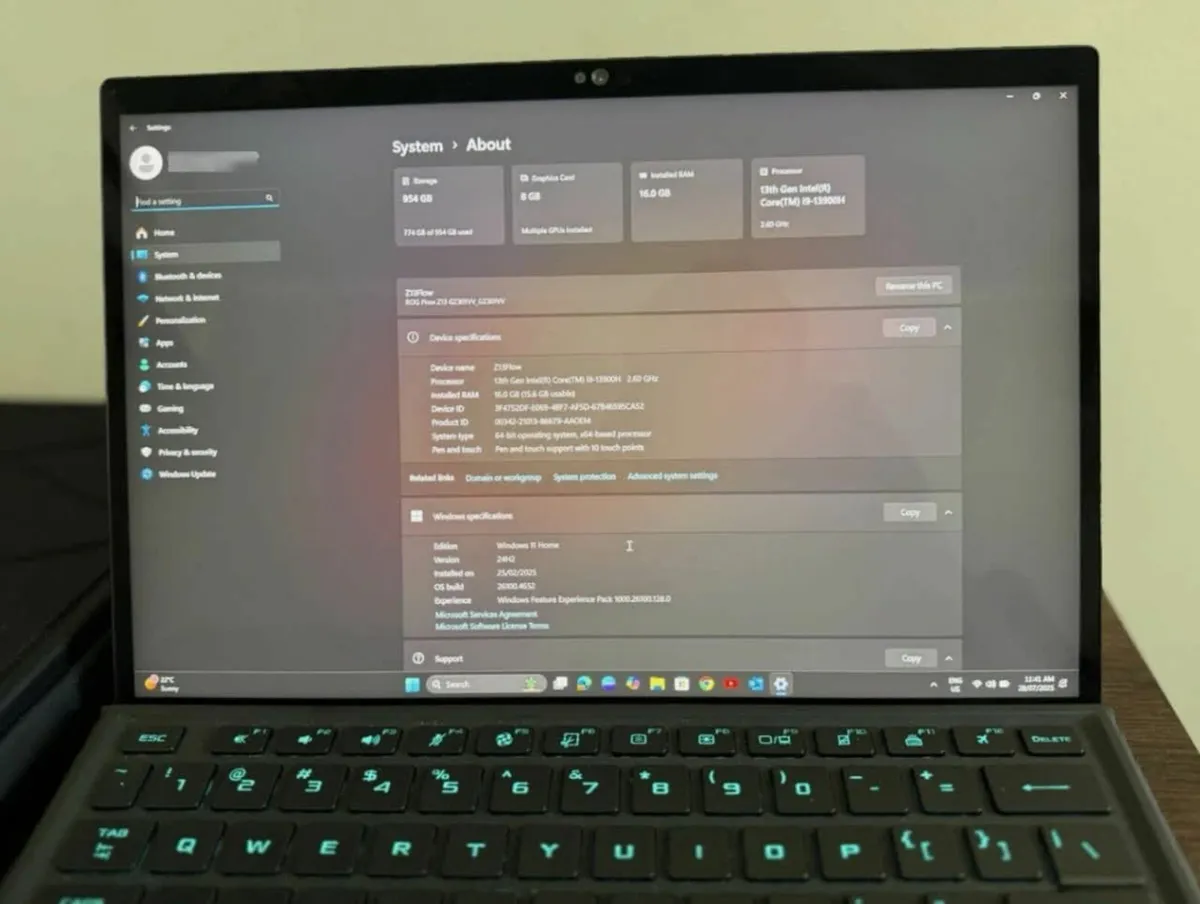 Asus Rog Flow Z13 GZ301VV i9 13900H 16GB RAM 1TB - Image 3