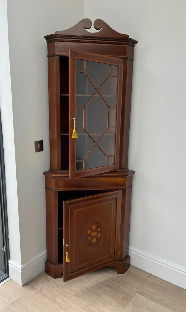Beautiful Inlaid Corner Cabinet - Image 2