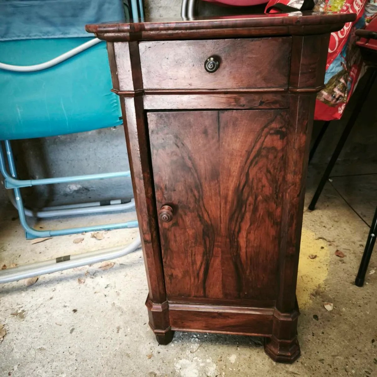 Marble topped French bedside locker - Image 1