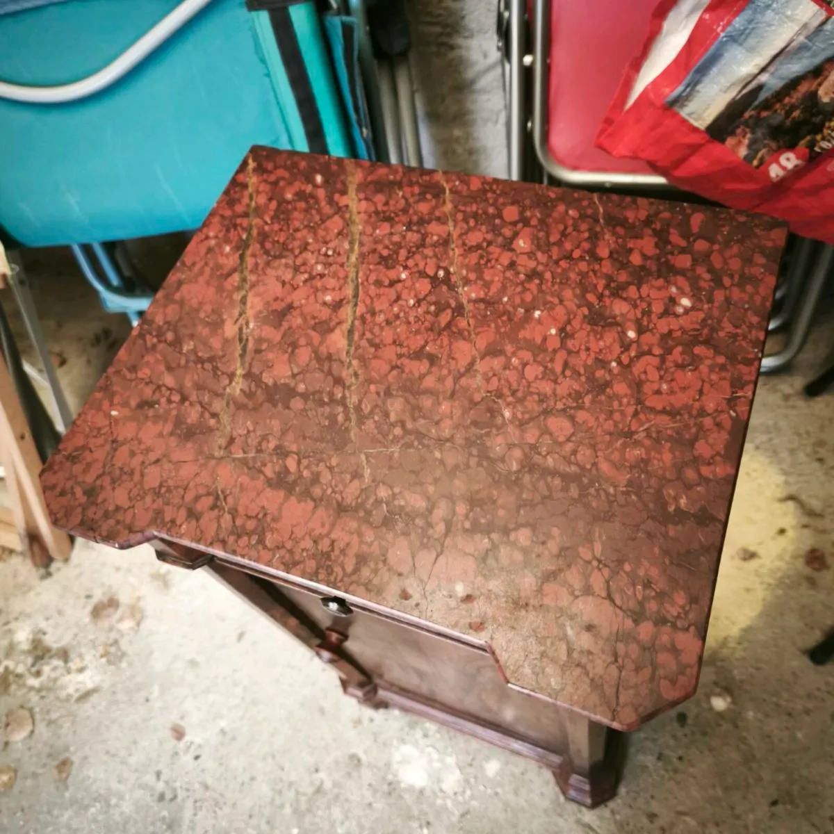 Marble topped French bedside locker - Image 3