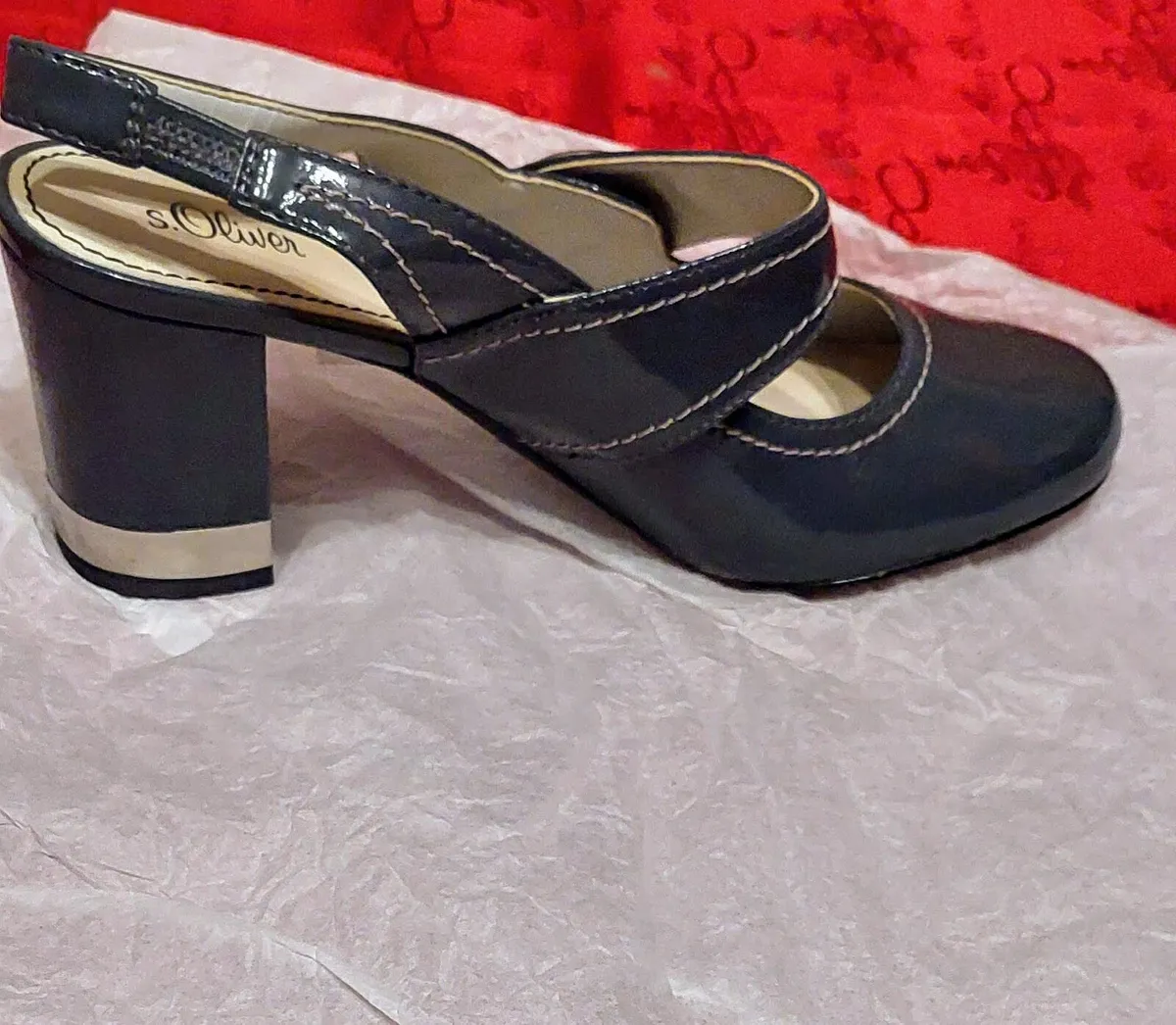 S Oliver Grey Patent Quirky Sling back Shoes - Image 4