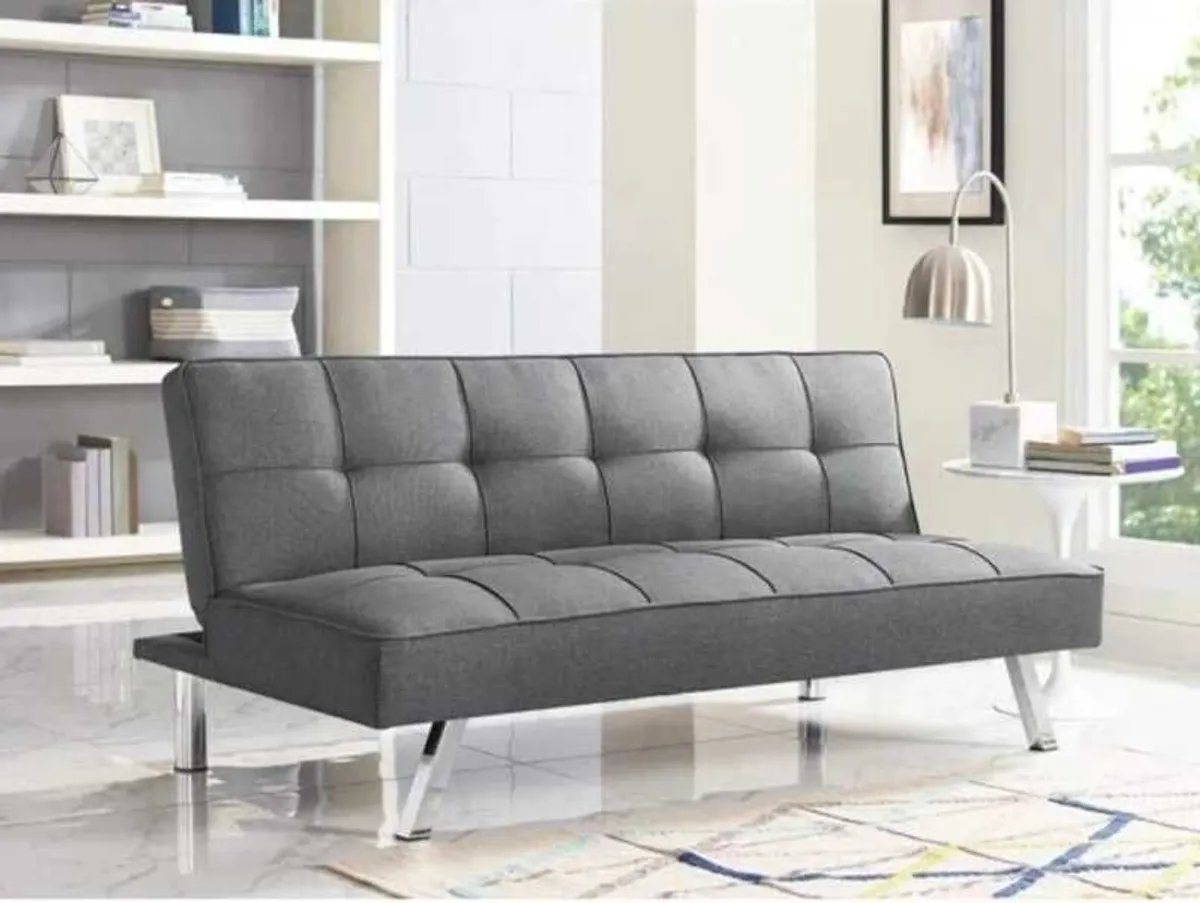 Dark grey fabric Folding 3 Seater Sofa 180cm - Image 1
