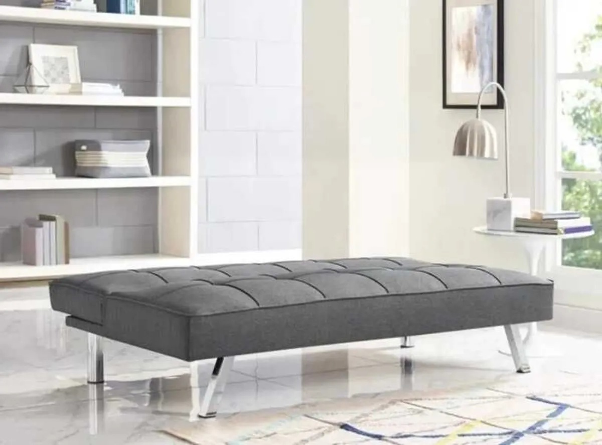 Dark grey fabric Folding 3 Seater Sofa 180cm - Image 2