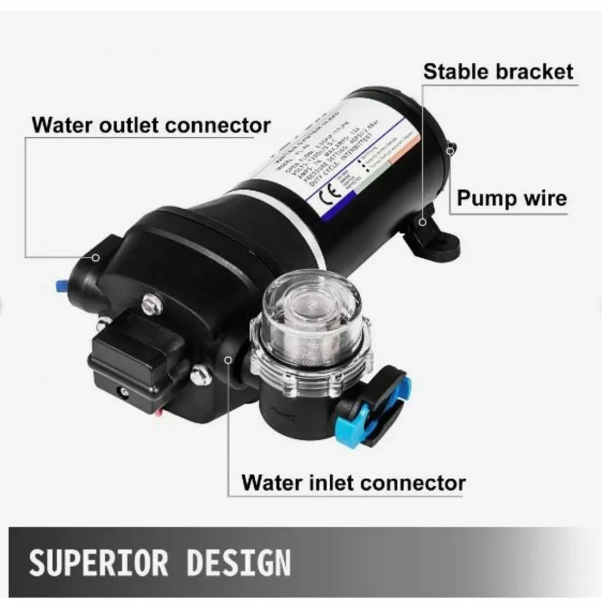 Water Pressure Diaphragm Pump, 12V - Image 1