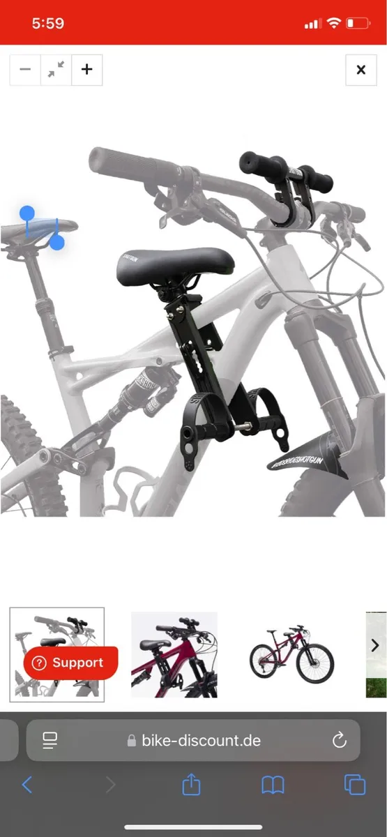 Kids Ride Shotgun MTB Front Child Seat + handlebar - Image 1