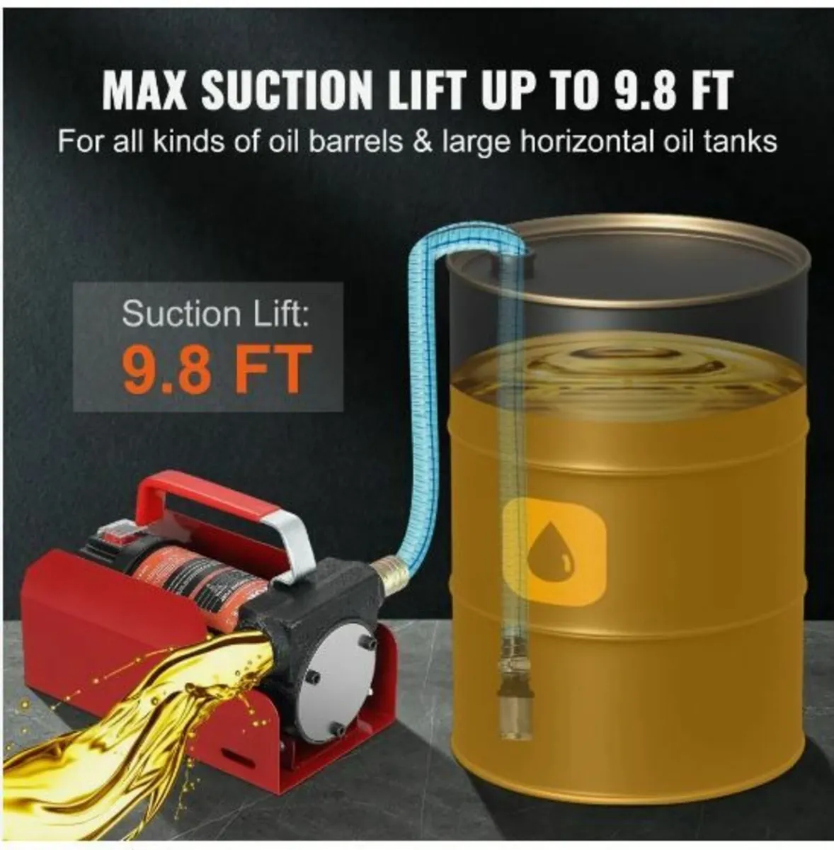 Fuel Transfer Pump, 12V DC 37.9 LPM 798.6 cm Lift - Image 3
